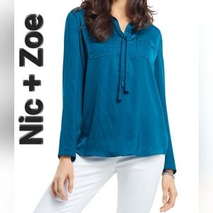 Nic + Zoe Peacock Long Sleeve Soft Womens Safari Shirt Size XS (PP) Petite NWT